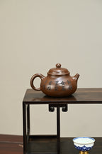 容天·全手工（省大师桑黎兵刻绘+双证书）/紫砂十二精英之首，省大师桑黎兵儿子桑崧杰作品容量380cc/特级紫泥