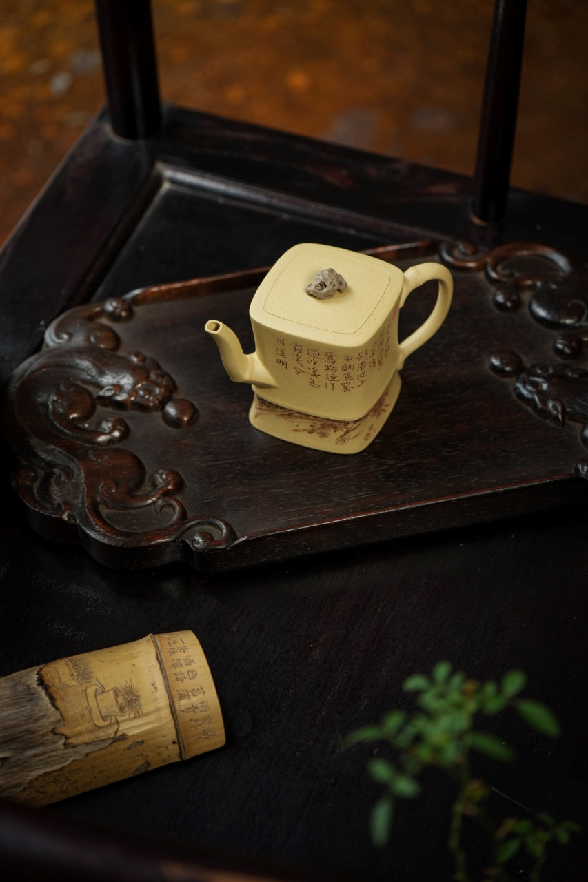 大生壶第四代嫡传·省大师范秀芳臻品《太湖菱竹壶》——原矿优质本山绿泥·200cc（入册款代表作）