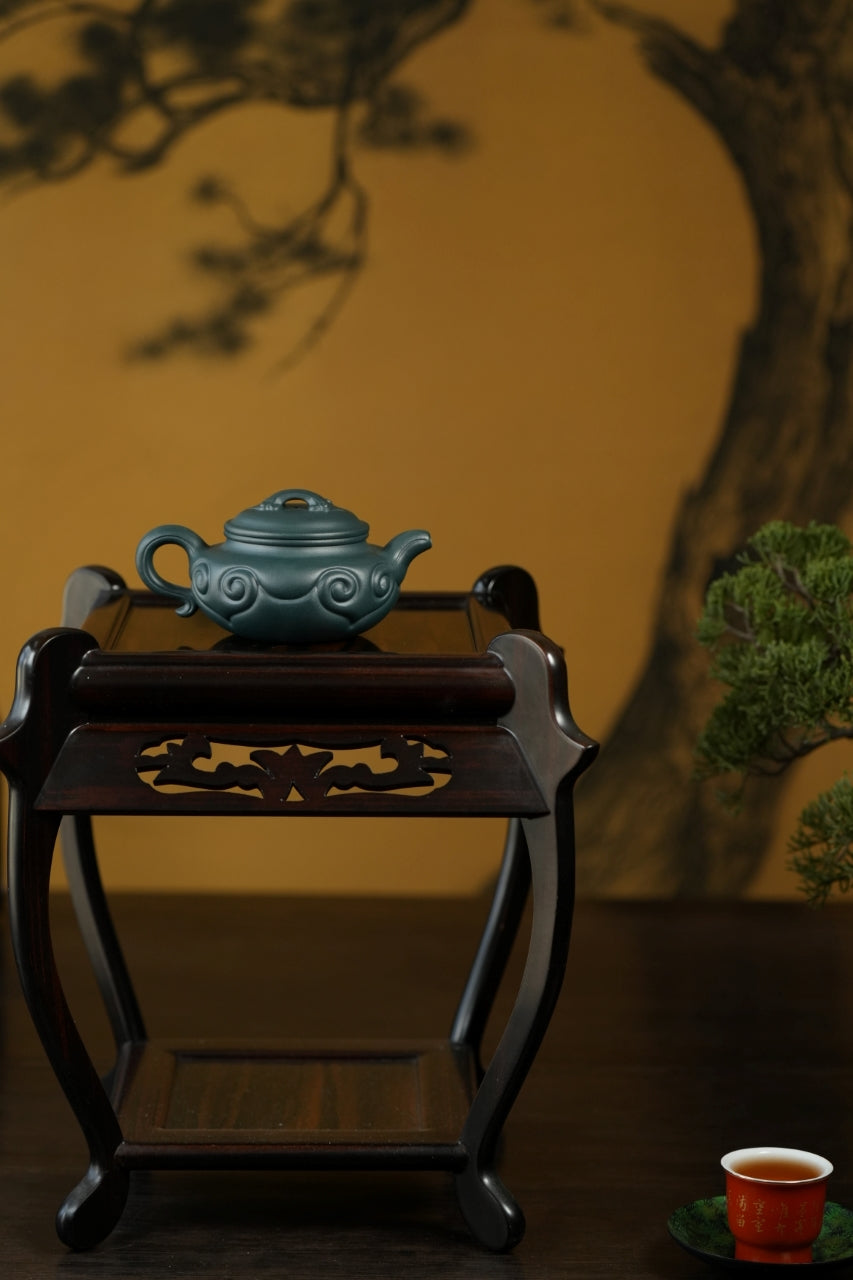 大生壶第四代嫡传·省大师范秀芳臻品《仿古如意壶》——优质九龄君子兰·110cc（入册款代表作）