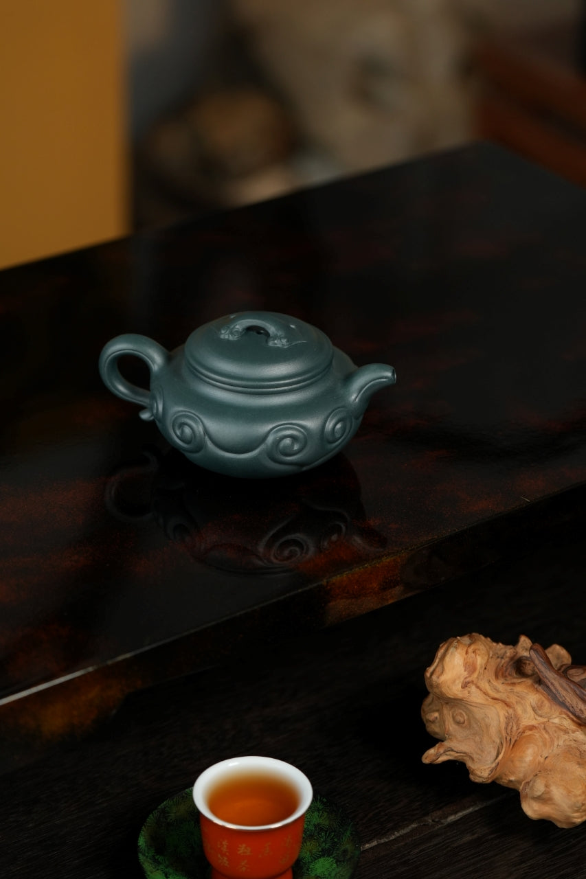 大生壶第四代嫡传·省大师范秀芳臻品《仿古如意壶》——优质九龄君子兰·110cc（入册款代表作）