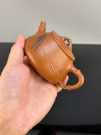 范泽锋高徒·邱爽紫砂潜力重器《竹节平盖石瓢》——原矿优质金降坡·220cc