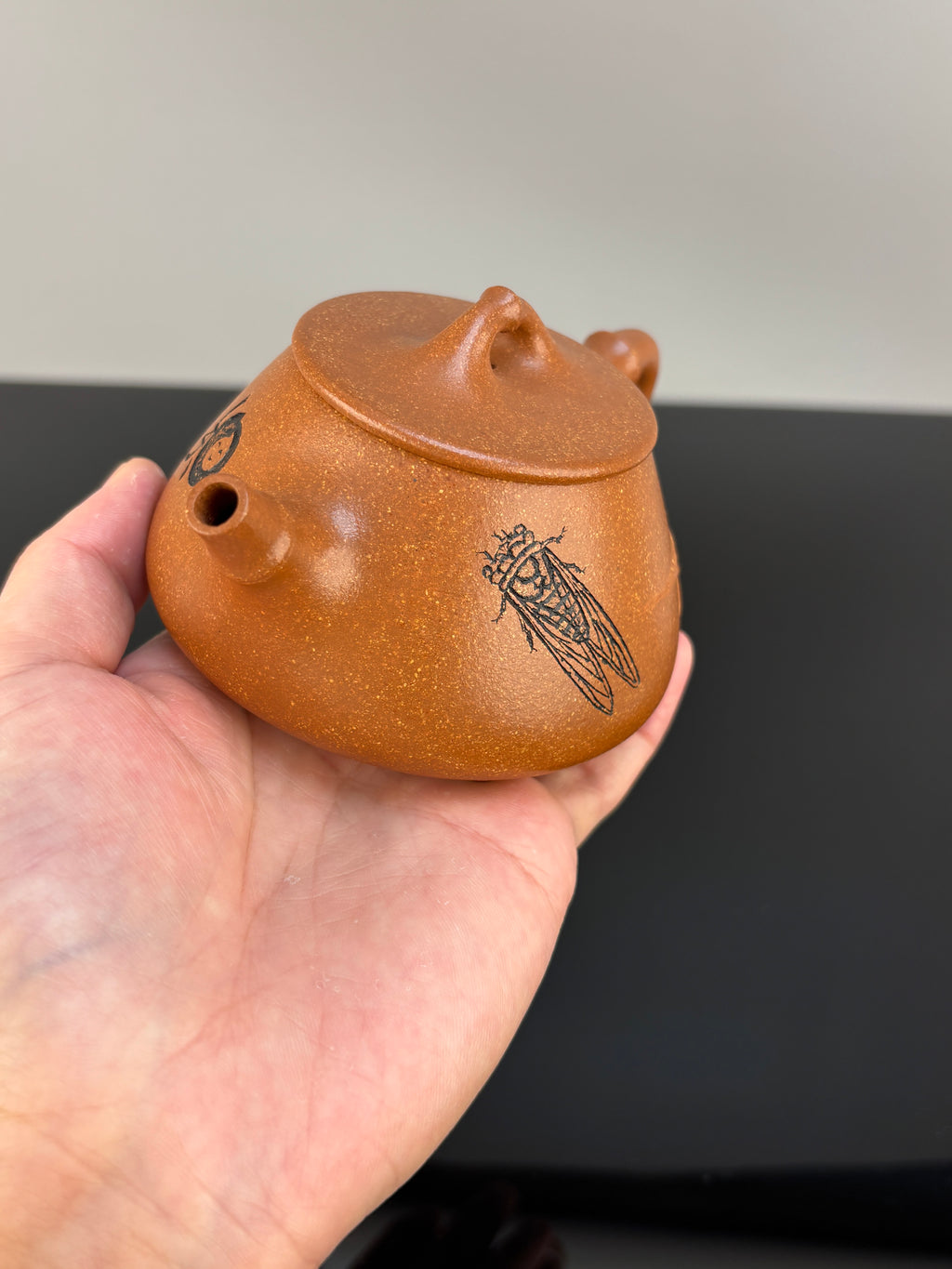 范泽锋高徒·邱爽紫砂潜力重器《竹节平盖石瓢》——原矿优质金降坡·220cc