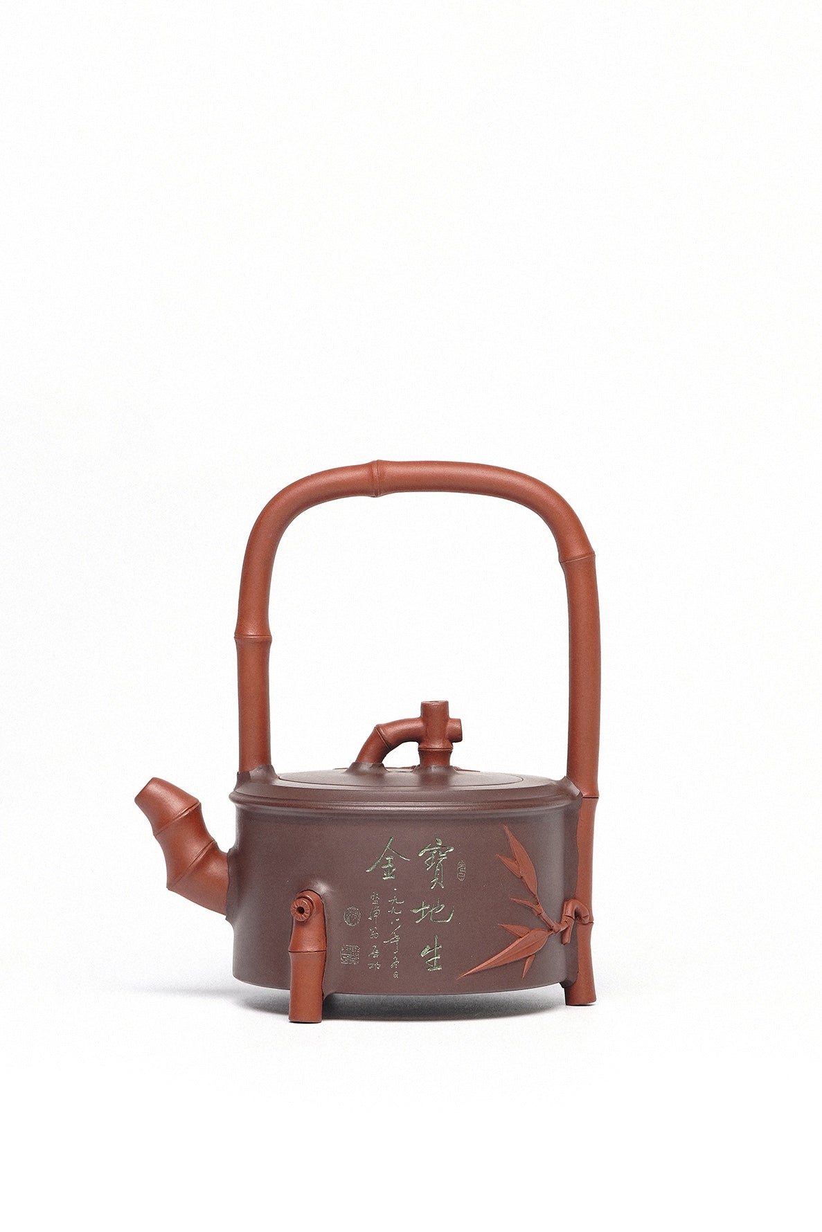 周建春大师扛鼎之作《竹段提梁壶》——原矿优质老紫泥双拼·400cc ——正高级工艺美术师·周建春·制