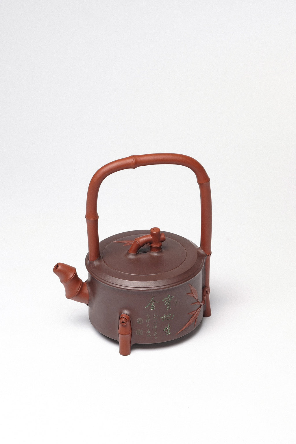 周建春大师扛鼎之作《竹段提梁壶》——原矿优质老紫泥双拼·400cc ——正高级工艺美术师·周建春·制