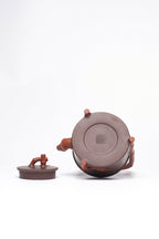 周建春大师扛鼎之作《竹段提梁壶》——原矿优质老紫泥双拼·400cc ——正高级工艺美术师·周建春·制