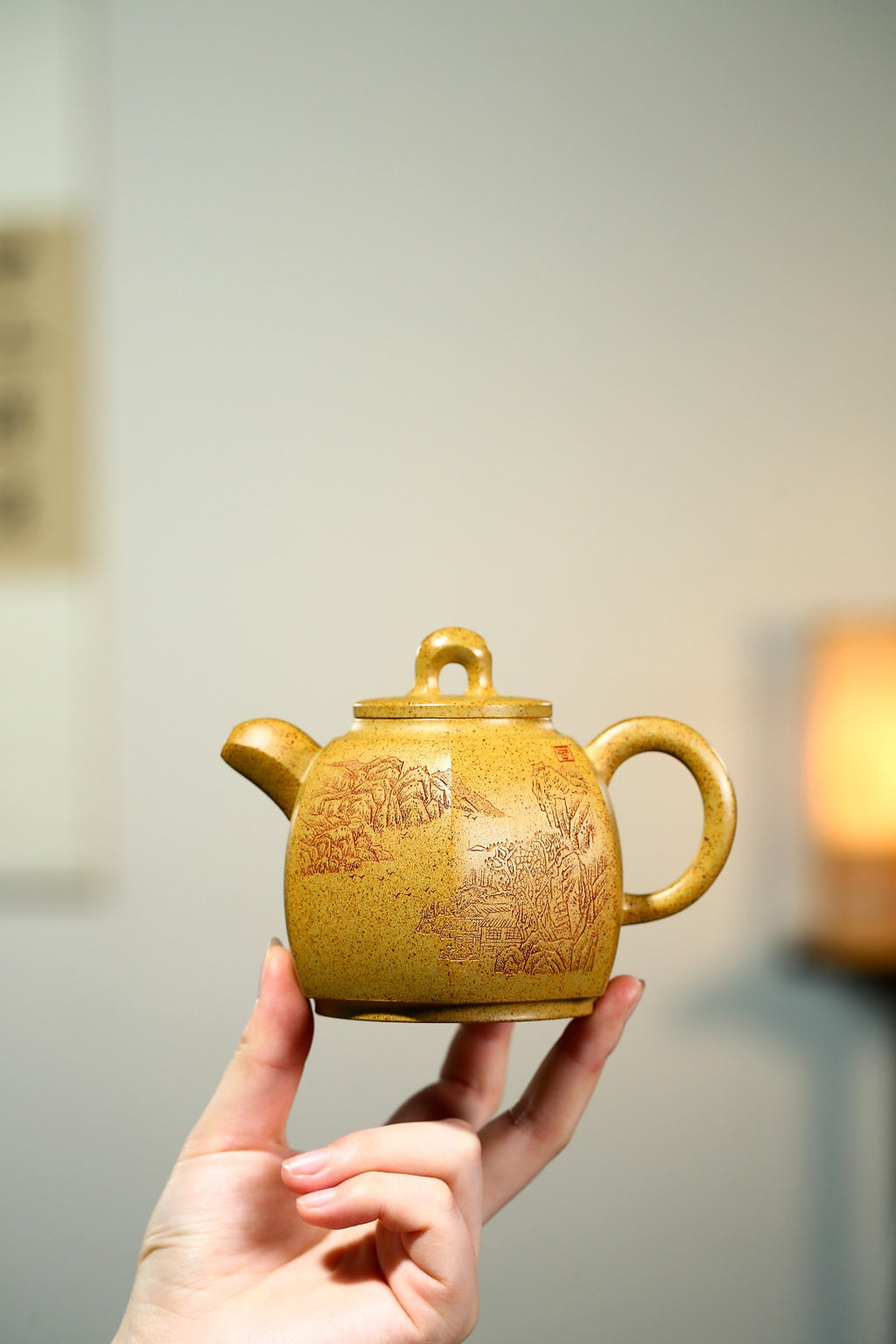 紫砂藏品｜高级工艺美术师·许时娟制【六方青玉壶】原矿优质黄金段·300cc