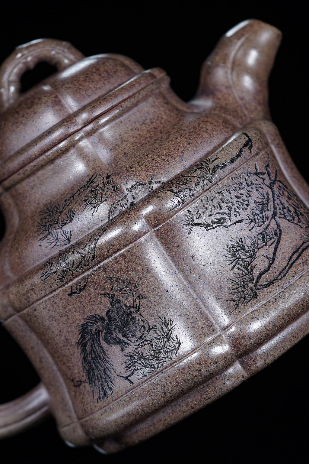 立之紫砂 礼藏至尊｜储立之大师传世典藏重器《六方竹鼎壶》——原矿优质 琥珀银砂·600cc