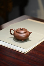 三足锦鼓·全手工/传统器高手沈妮作品，徐峰刻绘 /容量230cc/极品底槽清 一壶一世界，作品壶身饱满圆润