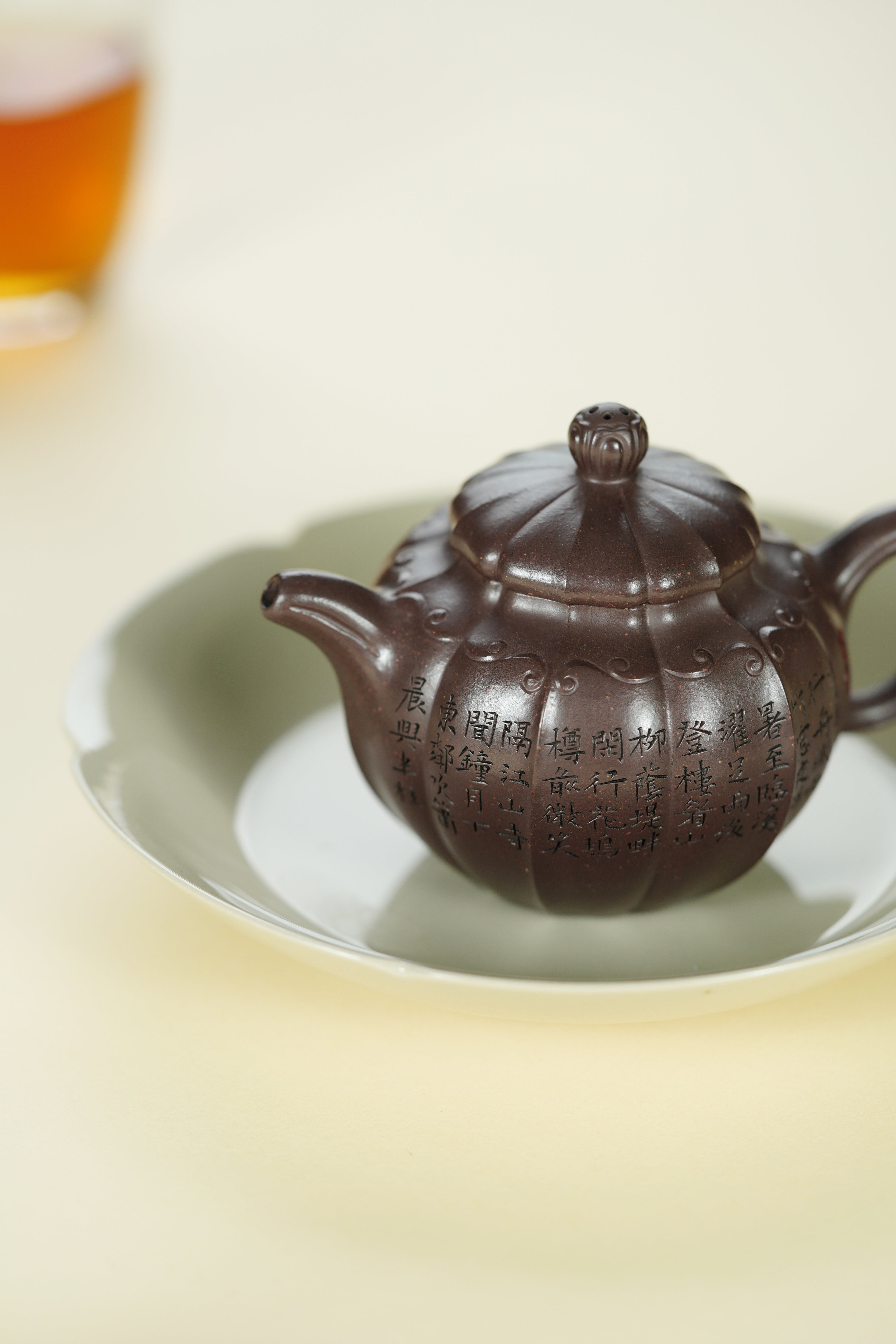 范大生嫡脉｜范秀芳制 范伟群装饰｜双省大师联诀紫砂臻品《小繁花壶》——原矿优质古天青·120cc