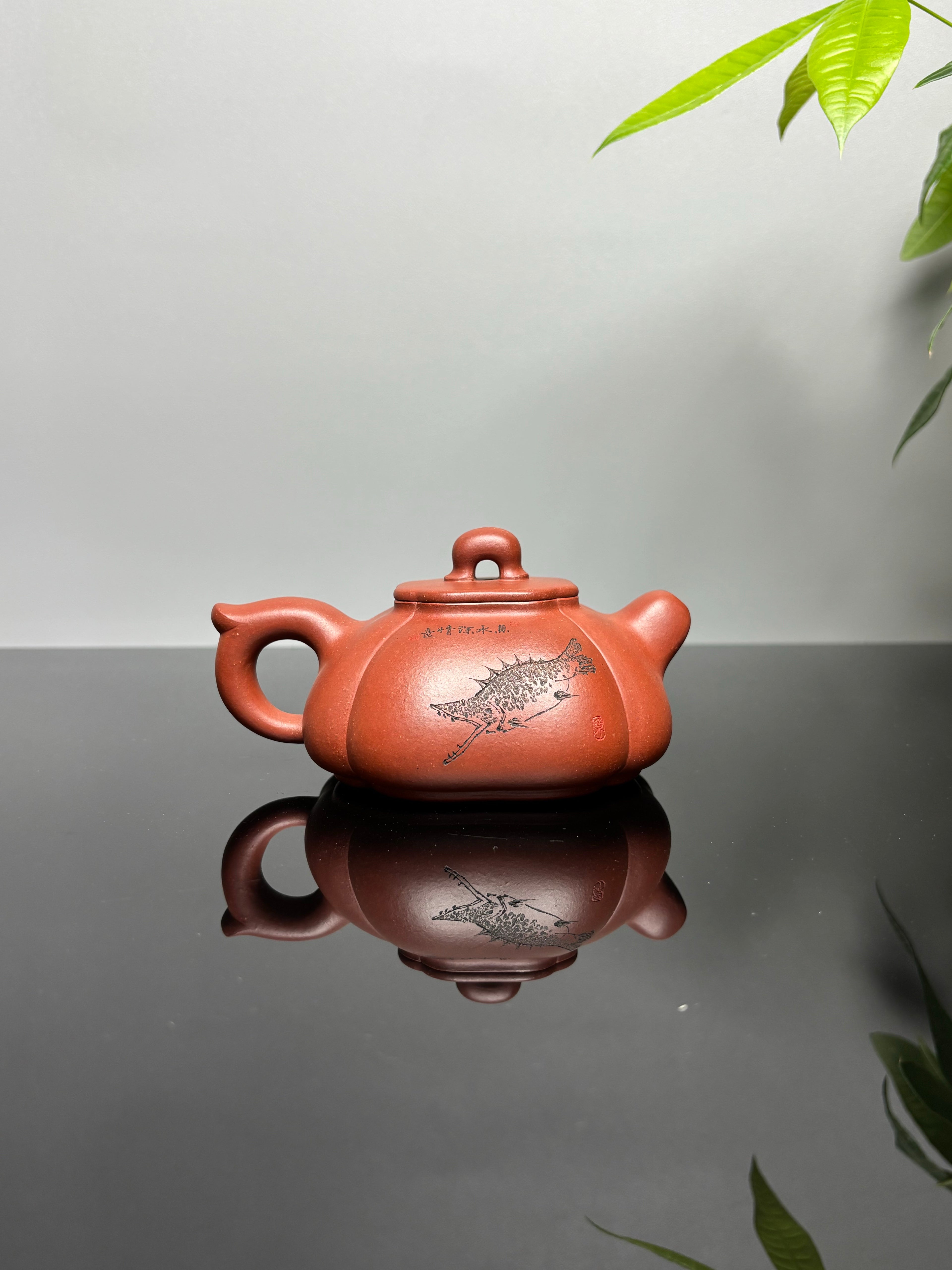 储立之大师传世典藏重器《鳜鱼石瓢》是礼藏双宜首选  ——原矿优质红清水泥·230cc ——江苏省工艺美术大师·储立之 之作