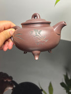 国大师 顾绍培➕省大师 储立之合作限量款——原矿优质高温紫茄泥·350cc ——江苏省工艺美术大师·储立之·制 ——中国工艺美术大师 顾绍培·装饰