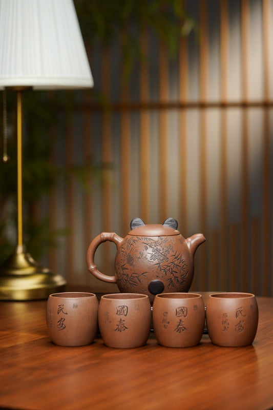 双国大师李昌鸿臻品《熊猫套组》收藏送礼皆宜重器！原矿优质李氏沉香泥·480cc