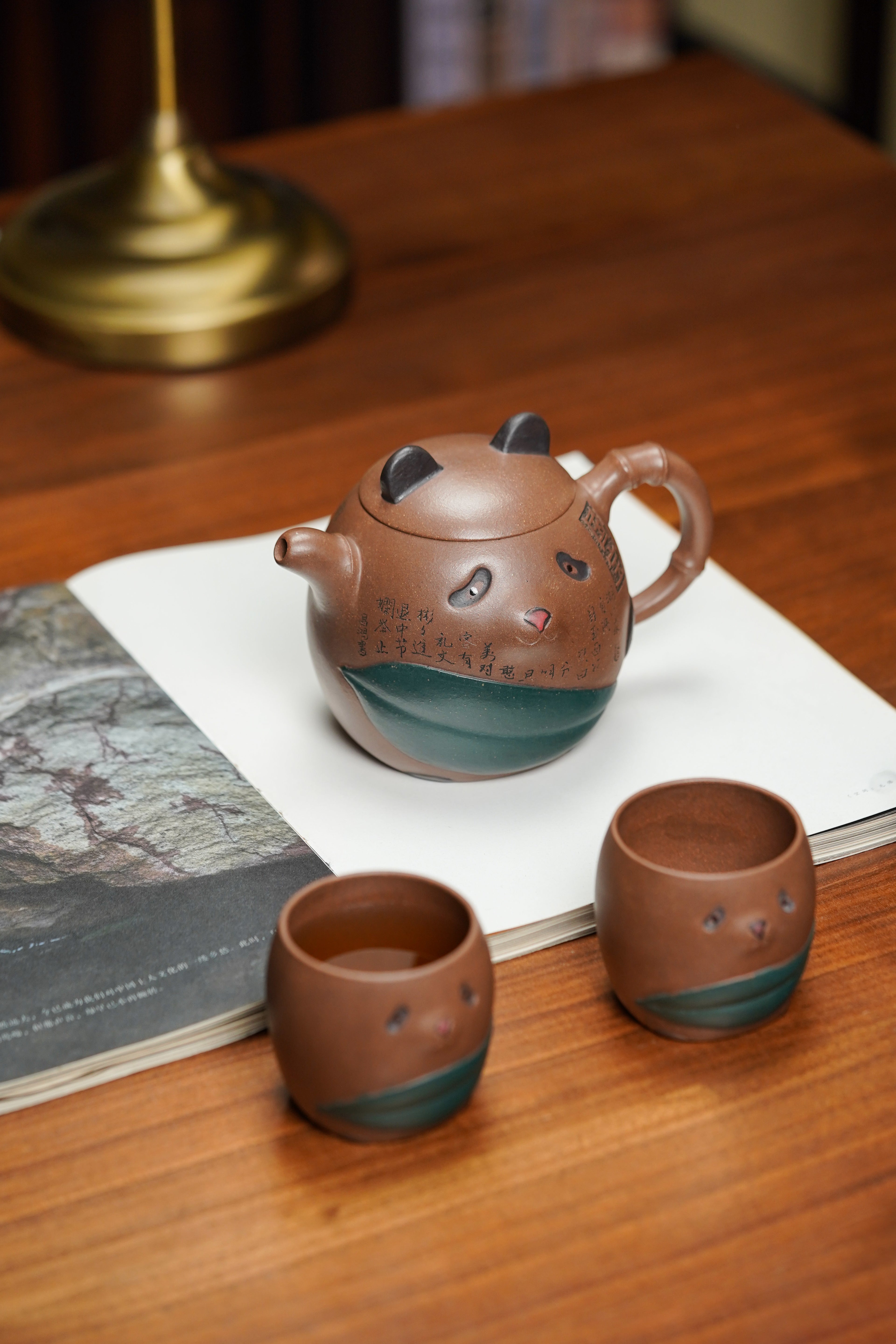 双国大师李昌鸿臻品《熊猫套组》收藏送礼皆宜重器！原矿优质李氏沉香泥·480cc