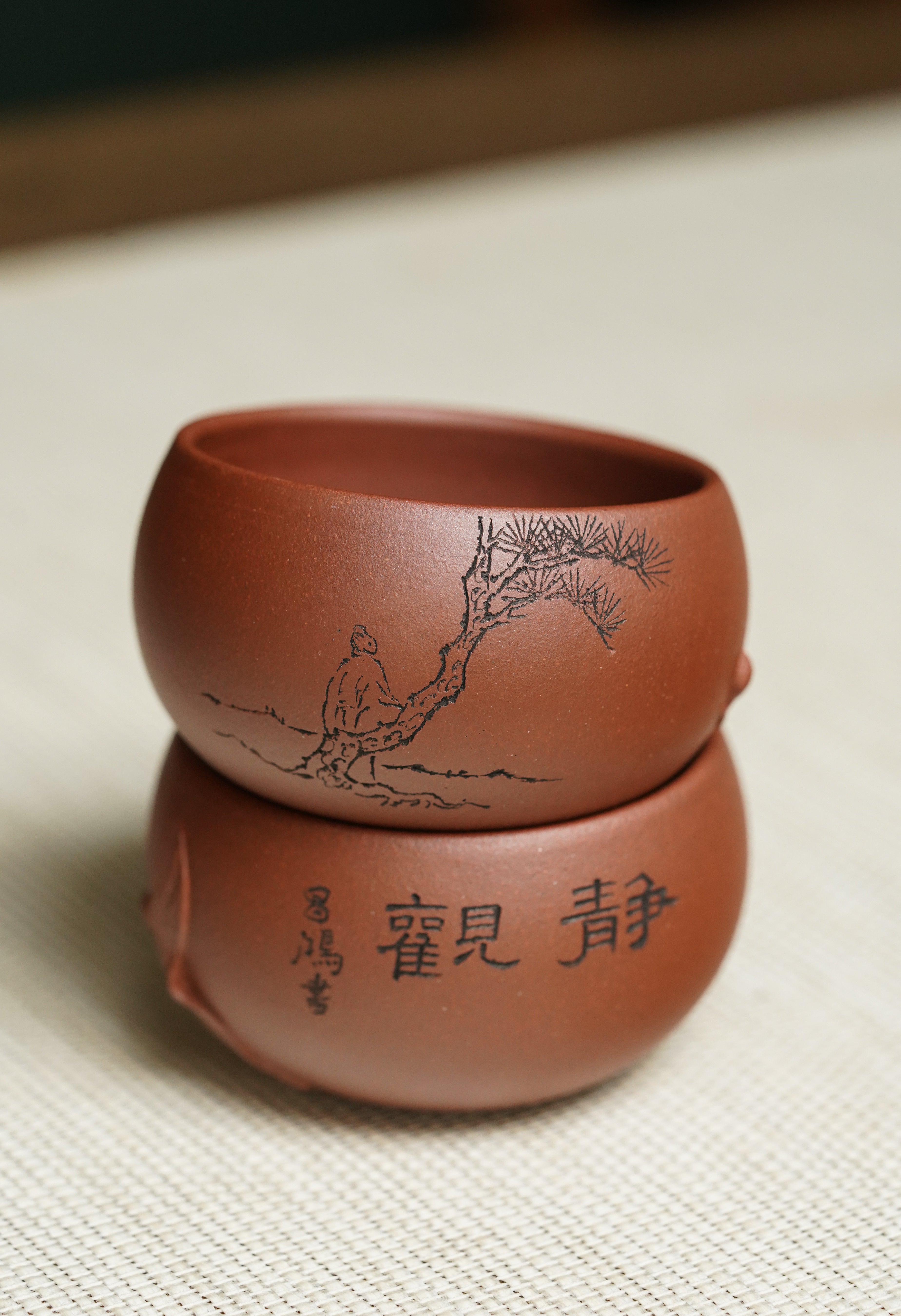 双国大师李昌鸿臻品《喜鹊登枝套组》收藏送礼皆宜重器！原矿优质清水泥·520cc