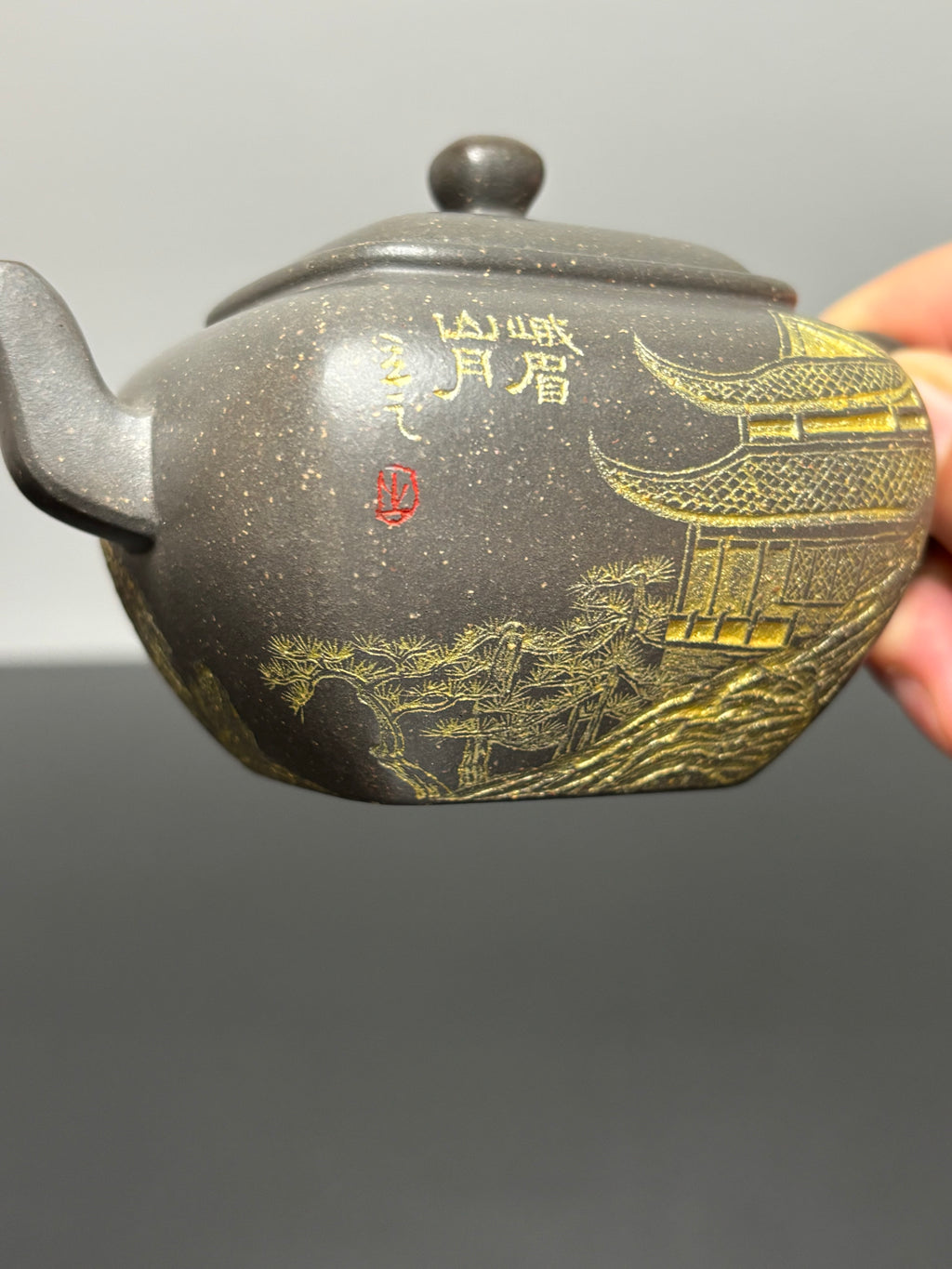 储立之大师传世典藏重器 十大名山《明远无垢壶》峨眉山——原矿优质雪花青·200cc ——江苏省工艺美术大师·储立之 之作