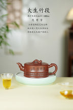 范大生嫡脉｜范秀芳制 范伟群装饰｜双省大师联诀紫砂臻品《大生竹段壶》 ——原矿优质龙血砂·480cc