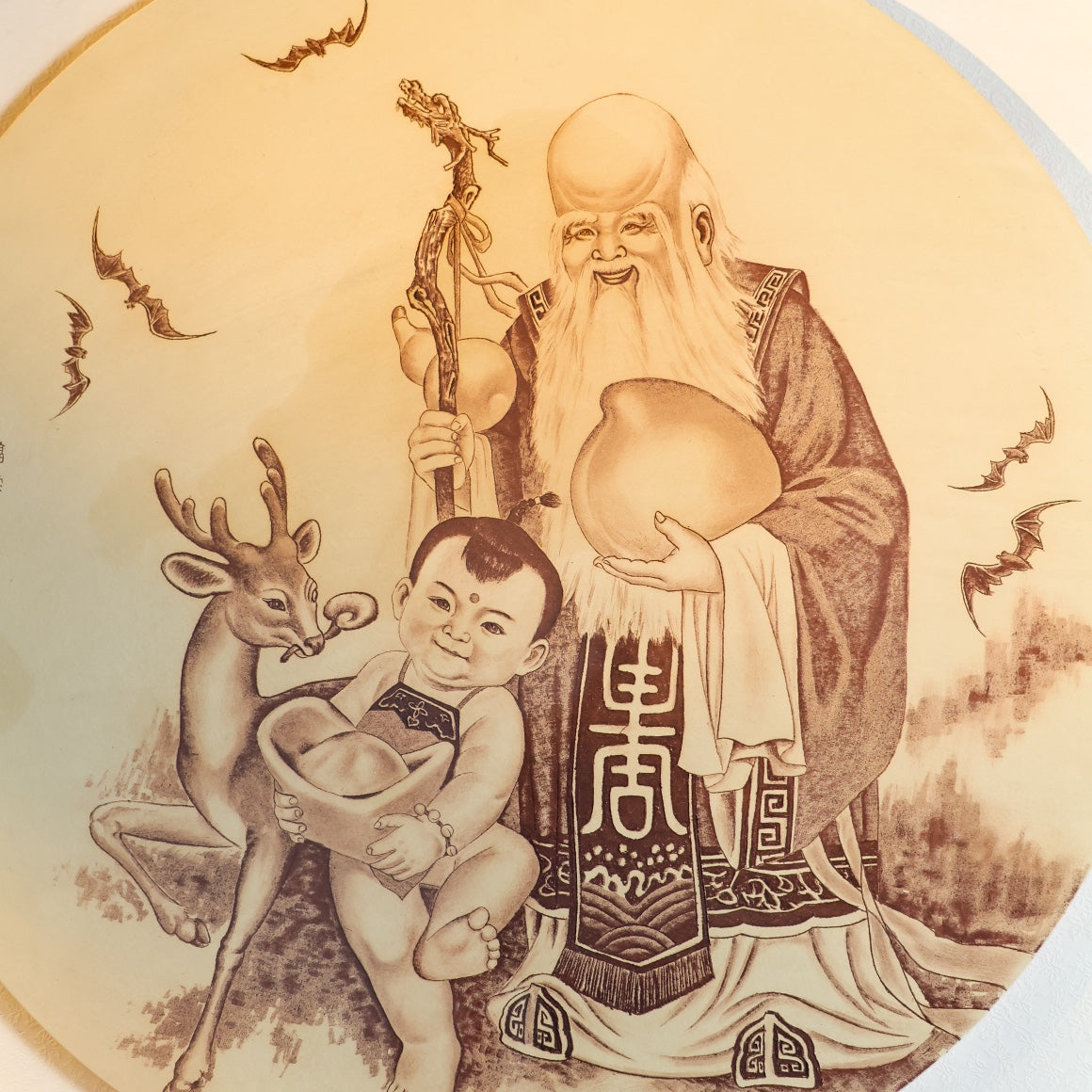 鲍志强高徒巅峰孤品｜柴绪波亲刻《福禄寿》传世紫砂陶板——正高级工艺美术师·柴绪波 全手工亲刻