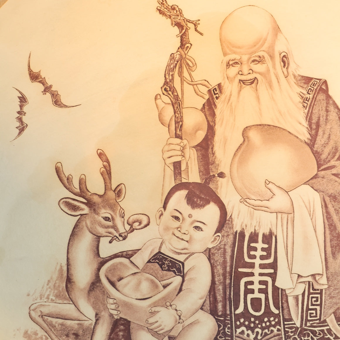 鲍志强高徒巅峰孤品｜柴绪波亲刻《福禄寿》传世紫砂陶板——正高级工艺美术师·柴绪波 全手工亲刻
