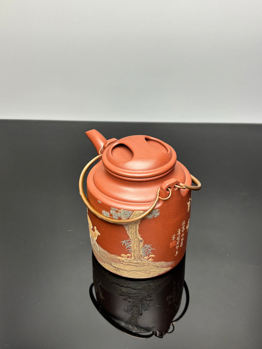 稀世紫砂·全球孤品｜杜益君制·汪小文泥绘【洋桶壶】雅昌拍卖9.7万同款 泥料：原矿优质底槽青｜容量：500cc
