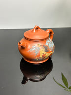 紫砂堆塑·高端臻品 | 彭金格大师孤品重器【竹香潘壶】——原矿优质老清水泥·330cc