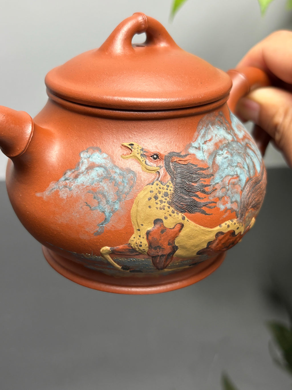 紫砂堆塑·高端臻品 | 彭金格大师孤品重器【竹香潘壶】——原矿优质老清水泥·330cc