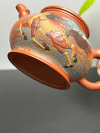 紫砂堆塑·高端臻品 | 彭金格大师孤品重器【竹香潘壶】——原矿优质老清水泥·330cc