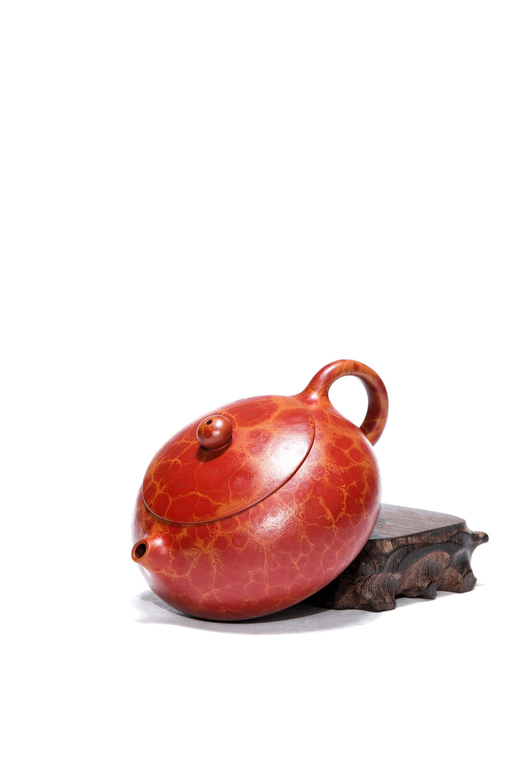 业界唯一 火山玉影绞泥巅峰臻品《扁西施壶》——珍稀原矿紫砂糅合·火山玉影绞泥·280cc ——著名紫砂艺术家·张娟 亲制
