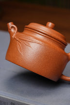 范泽锋高徒·邱爽紫砂潜力重器《竹节德钟壶》——原矿优质金降坡·230cc ——江苏省级大师·邱爽 亲制 ——中国陶瓷艺术大师·邱玉林装饰