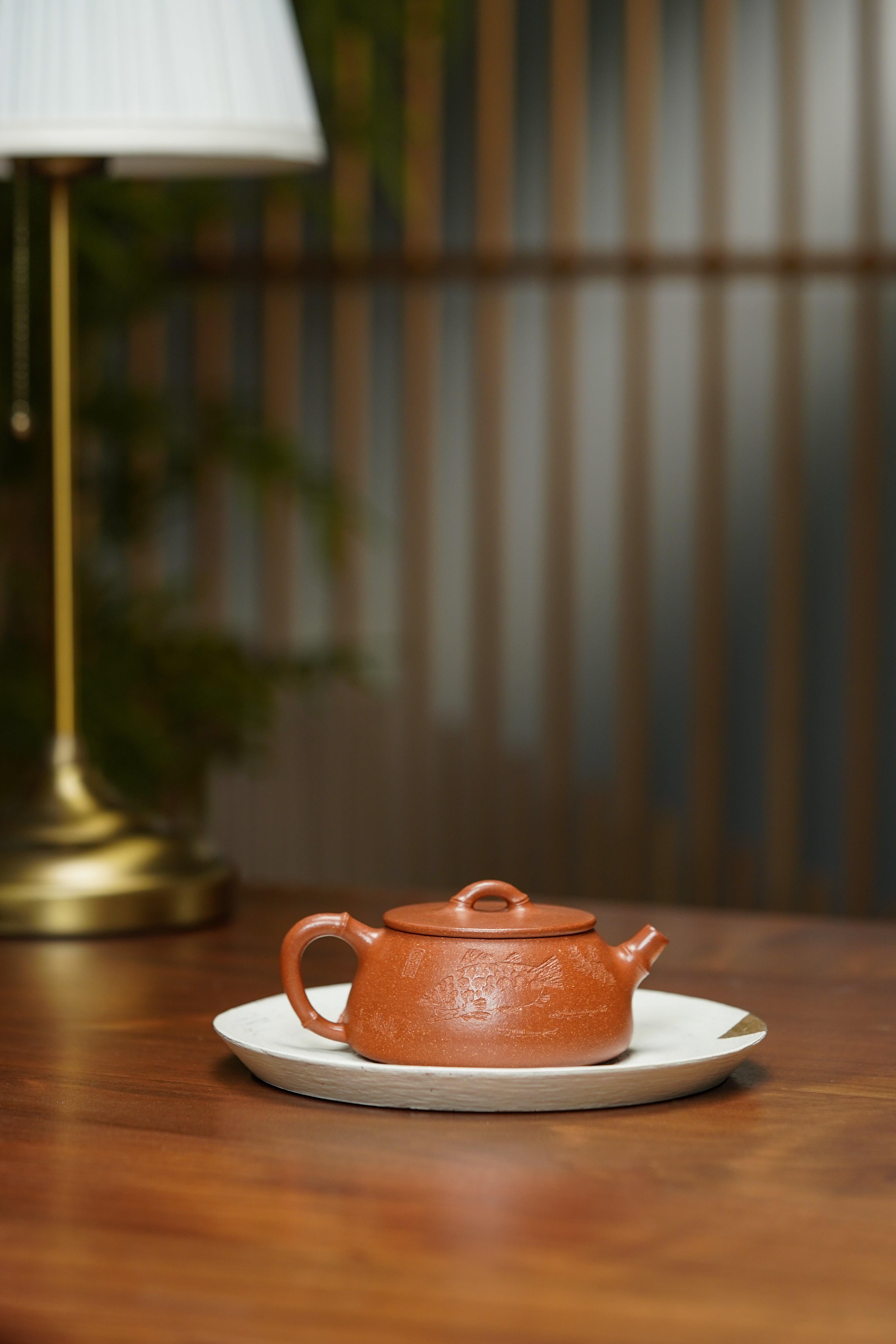 范泽锋高徒·邱爽紫砂潜力重器《竹节大口石瓢》——原矿优质金降坡·190cc ——江苏省级大师·邱爽 亲制 ——中国陶瓷艺术大师·邱玉林装饰