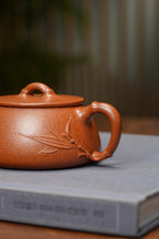范泽锋高徒·邱爽紫砂潜力重器《竹节大口石瓢》——原矿优质金降坡·190cc ——江苏省级大师·邱爽 亲制 ——中国陶瓷艺术大师·邱玉林装饰