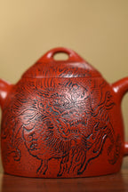 紫砂四小龙·江建翔大弟子·正高鲁老师·苍龙出云《秦权壶》赠送高端主人杯二个 ——原矿优质大红袍· 230cc