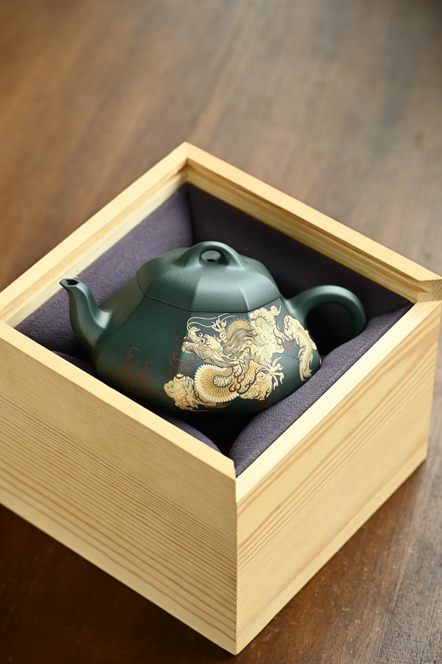 汉棠石瓢·全手工/多届全手工大赛二等奖大拍陶手吴涛作品/泥绘名家褚萍泥绘/容量380cc/苏门答腊青