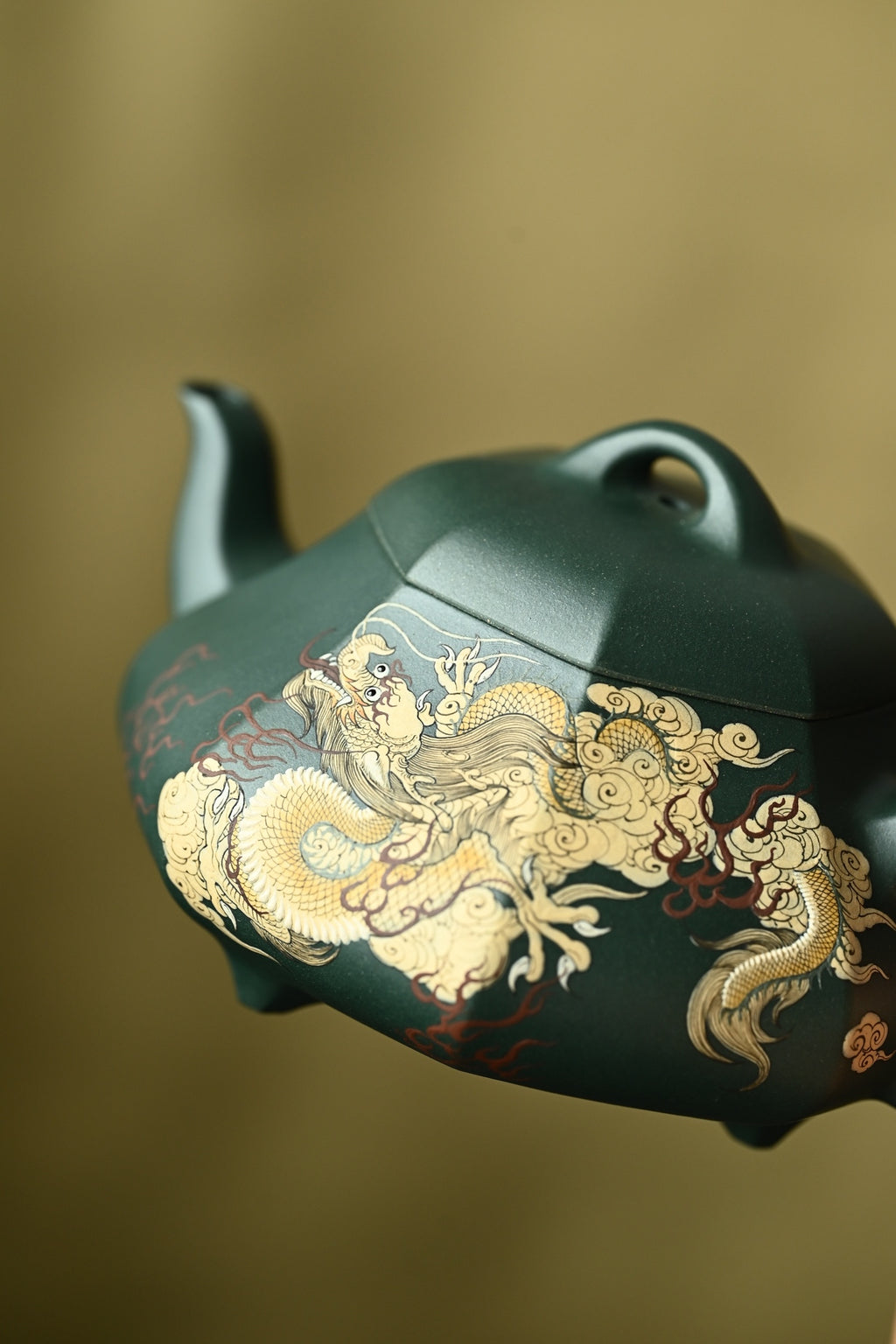 汉棠石瓢·全手工/多届全手工大赛二等奖大拍陶手吴涛作品/泥绘名家褚萍泥绘/容量380cc/苏门答腊青