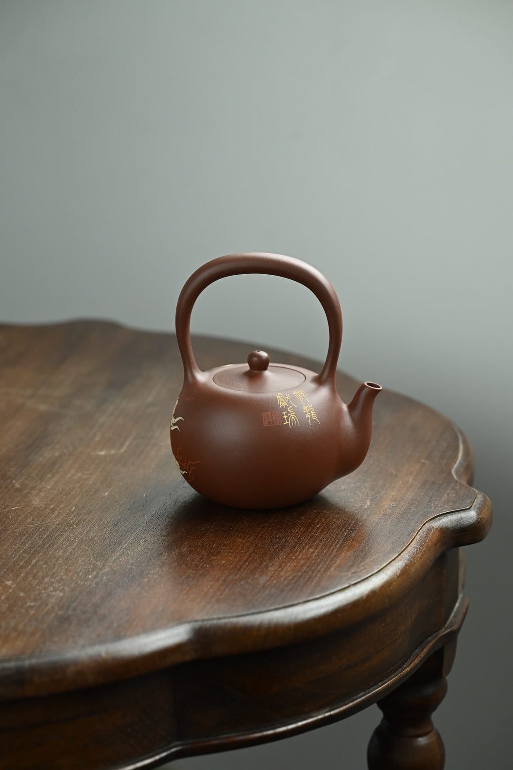 玉珠提梁·全手工/多届全手工大赛二等奖大拍陶手吴涛作品 /泥绘名家褚萍泥绘 /容量450cc/原矿底槽清