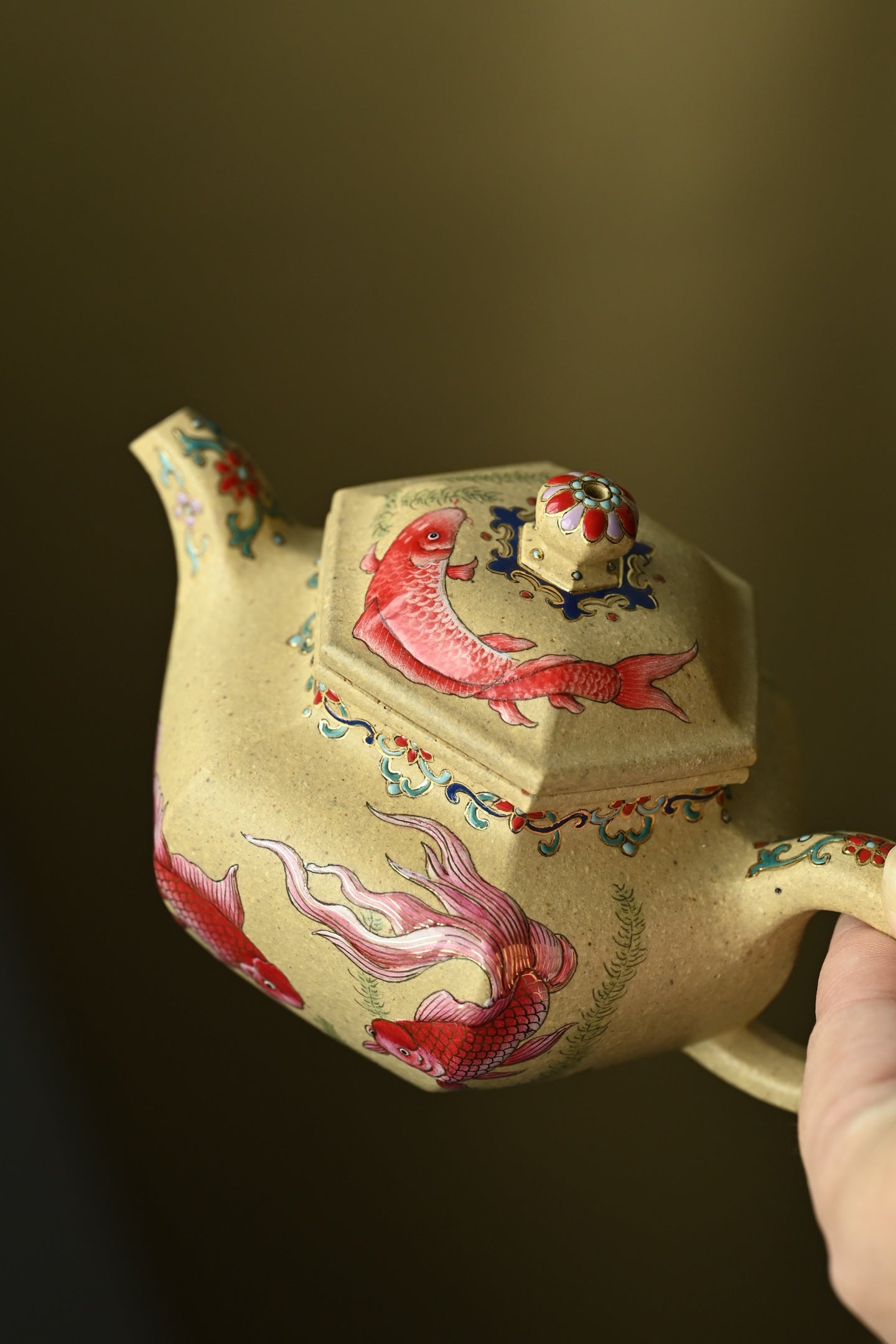 富贵有余·全手工 /全手工大赛二等奖大拍陶手吴涛作品 /容量200cc/本绿珐琅彩