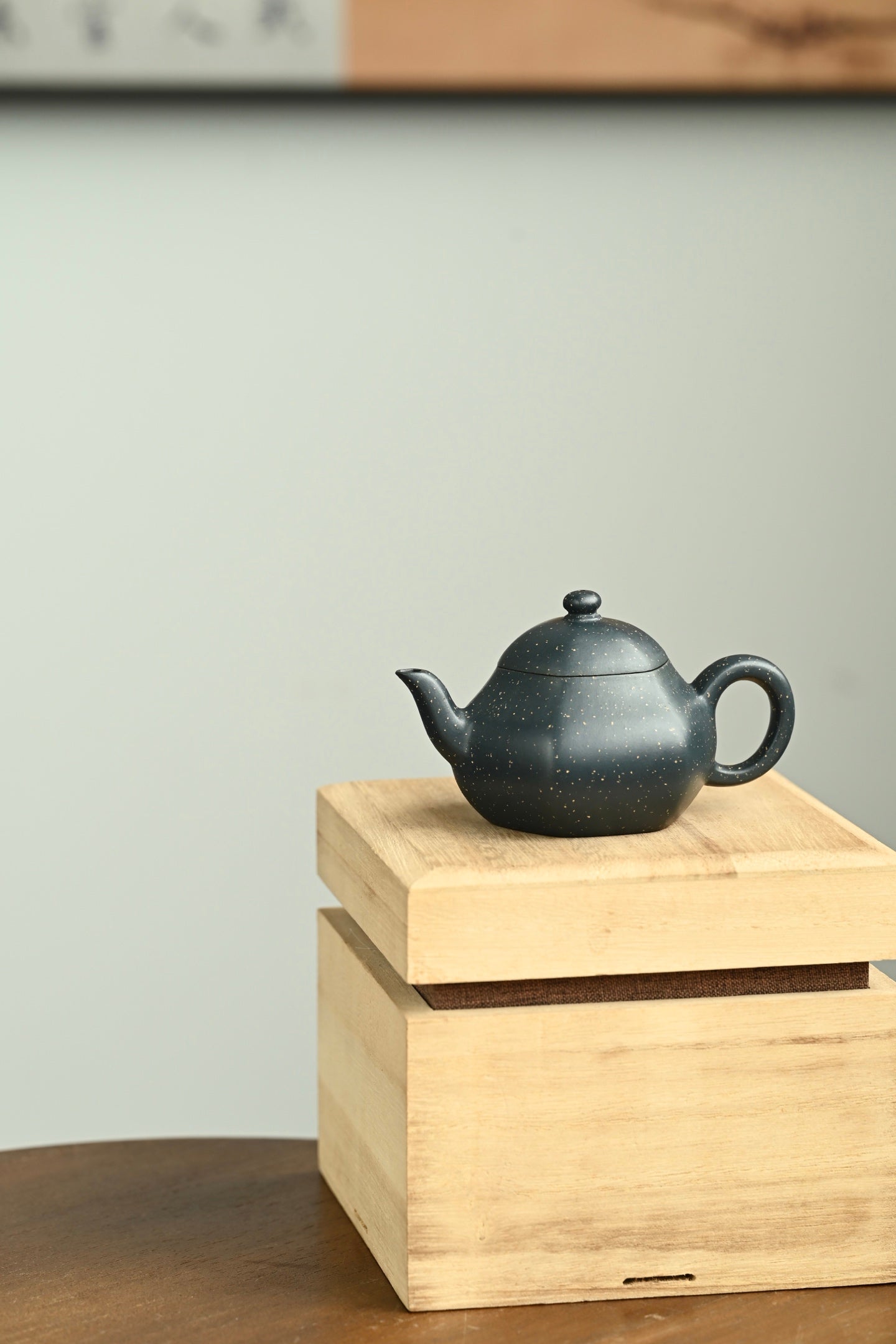 六方梨形·全手工 /大拍陶手朱朝辉作品（师承陈国良大师）/容量130cc/民国绿铺砂