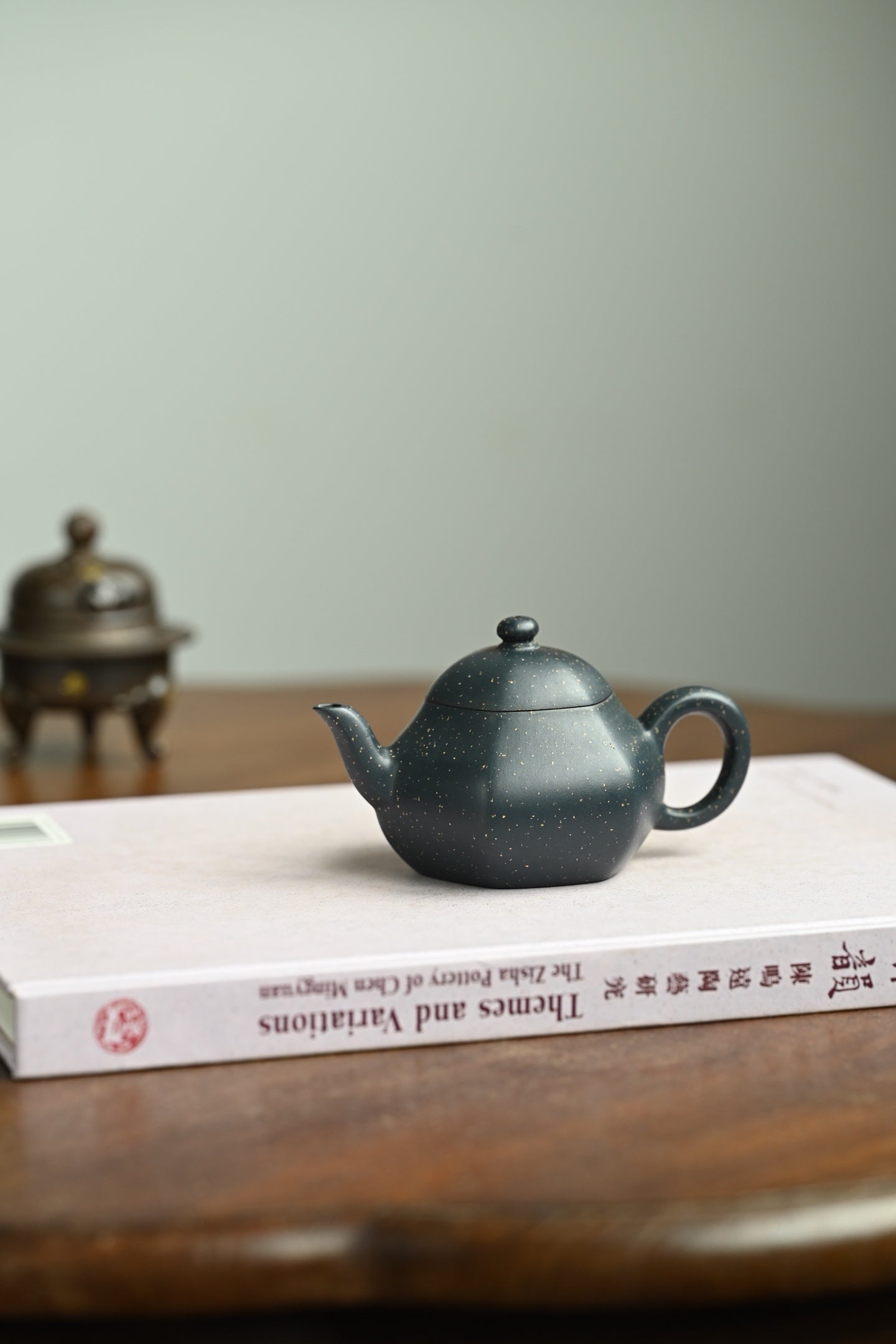六方梨形·全手工 /大拍陶手朱朝辉作品（师承陈国良大师）/容量130cc/民国绿铺砂