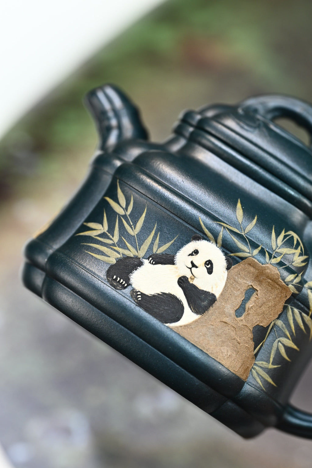 四方竹鼎·全手工 大拍陶手雷罡作品（师承范伟群）容量180cc/极品民国绿