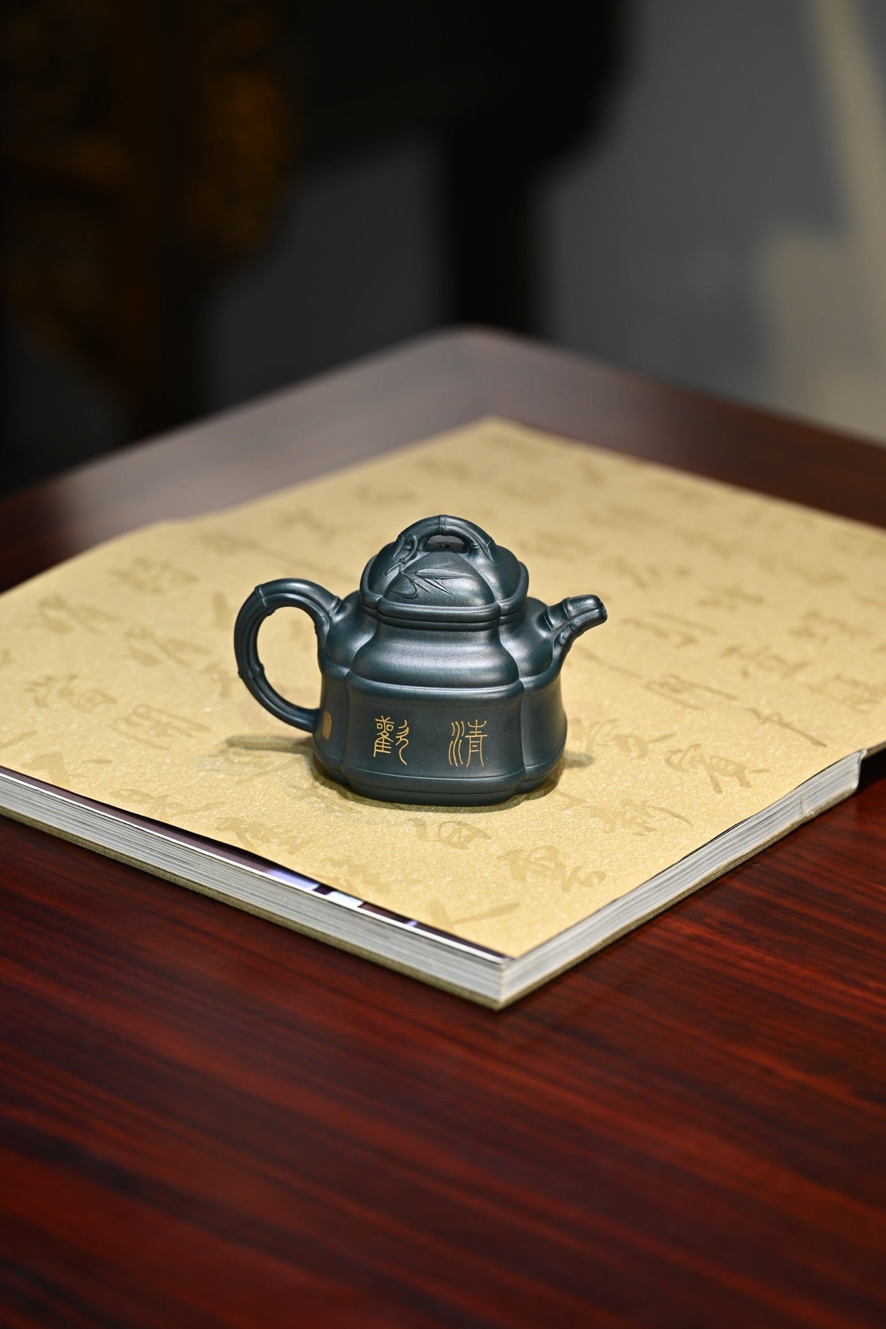 四方竹鼎·全手工 大拍陶手雷罡作品（师承范伟群）容量180cc/极品民国绿