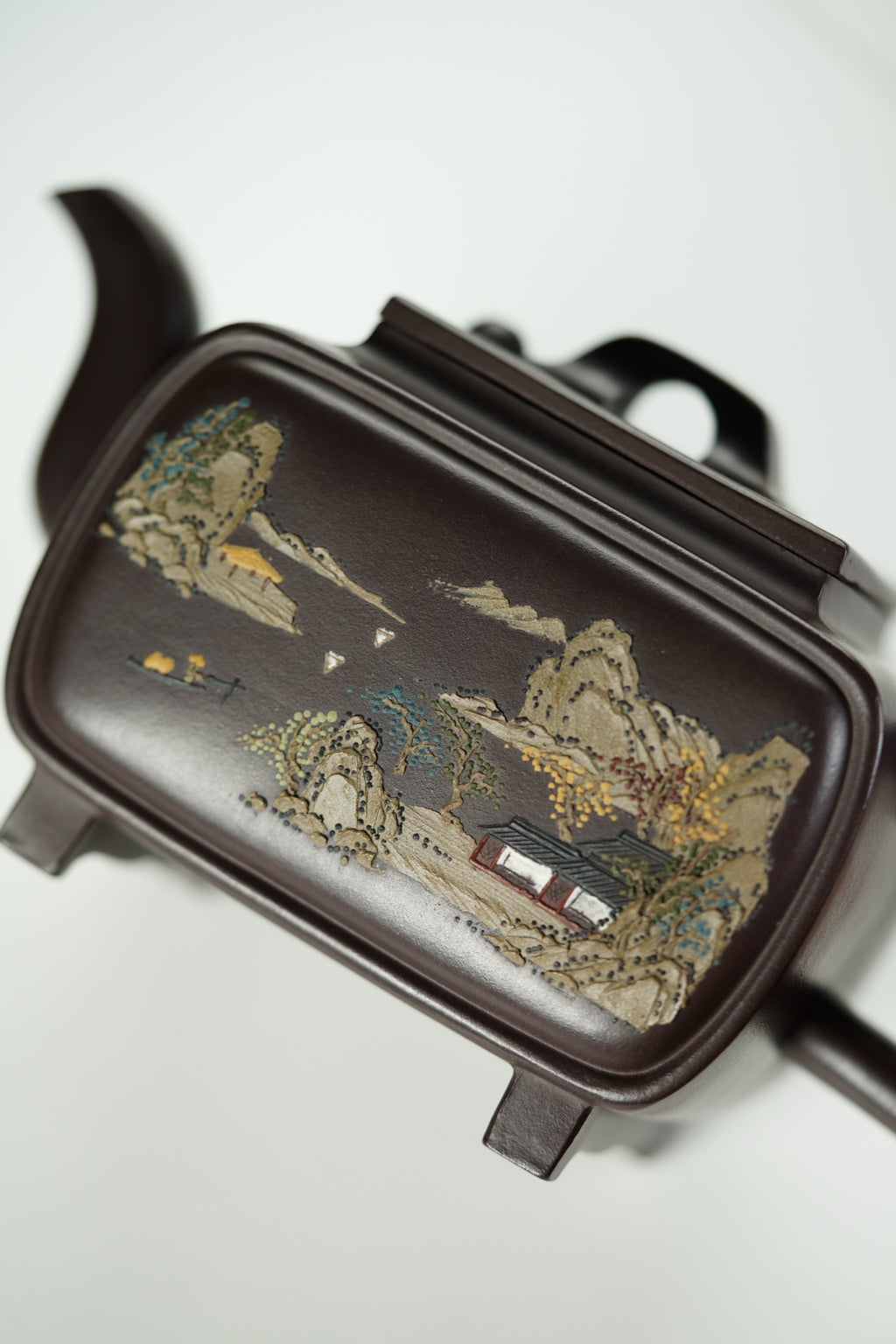 范大生嫡脉｜范秀芳制 范伟群装饰｜双省大师联诀紫砂臻品《锦绣四方壶》——原矿优质紫泥·450cc