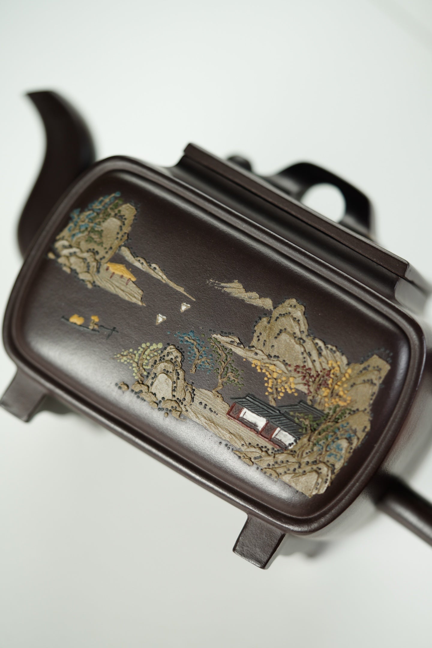 范大生嫡脉｜范秀芳制 范伟群装饰｜双省大师联诀紫砂臻品《锦绣四方壶》——原矿优质紫泥·450cc