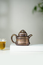 范大生嫡脉｜范秀芳制 范伟群装饰｜双省大师联诀紫砂臻品《大生竹鼎壶》——原矿优质黄金段·260cc（黄金紫晶贝壳烧）