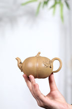 Jiang Rong's Daughter Inherited Flower Vessel | Jiang Yihua · Masterpiece of Intangible Cultural Heritage Purple Clay "Pumpkin Teapot" — Original Mine High-Quality Golden Section · 220cc — Master of Traditional Chinese Ceramic Art · Jiang Yihua Production - ZishaTeapotChina