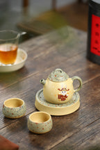 《前兔无量茶具》（四件套） 国家级工艺美术师 &nbsp;鲍玉华 原矿本山绿泥，210cc，口杯60cc