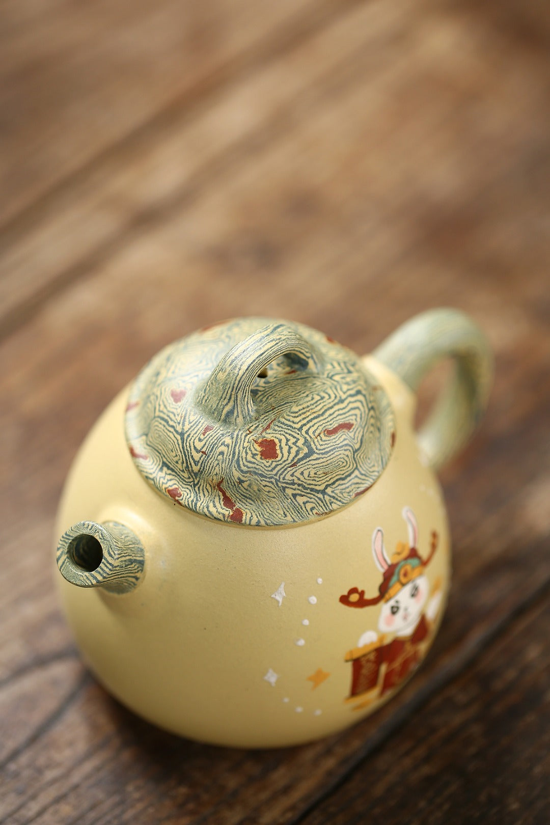 《前兔无量茶具》（四件套） 国家级工艺美术师 &nbsp;鲍玉华 原矿本山绿泥，210cc，口杯60cc