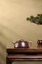 原矿紫砂绞泥《石瓢壶》紫砂套组，送礼自藏皆宜👍 ——优质老紫泥·160cc ——实力派陶艺家·杨菲