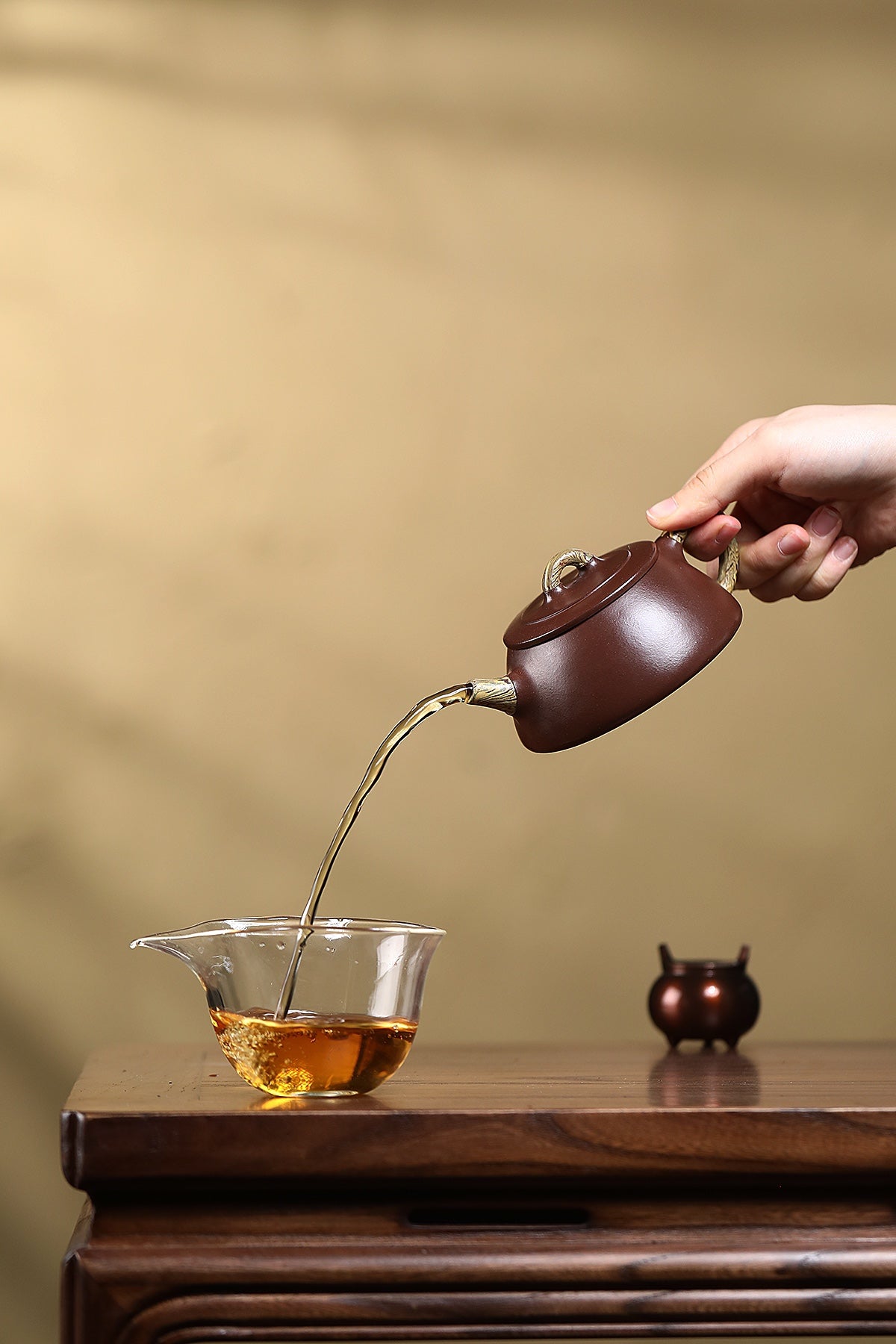 原矿紫砂绞泥《石瓢壶》紫砂套组，送礼自藏皆宜👍 ——优质老紫泥·160cc ——实力派陶艺家·杨菲