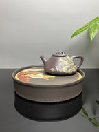 金强泥绘 礼藏巅峰｜子冶石瓢壶｜杜益君全手工制·李金强巧夺天工泥绘｜双师合璧·极具收藏传世·潜力孤品重器👍  ——原矿优质天青泥·330cc