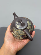 金强泥绘 礼藏巅峰｜子冶石瓢壶｜杜益君全手工制·李金强巧夺天工泥绘｜双师合璧·极具收藏传世·潜力孤品重器👍  ——原矿优质天青泥·330cc