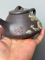 金强泥绘 礼藏巅峰｜子冶石瓢壶｜杜益君全手工制·李金强巧夺天工泥绘｜双师合璧·极具收藏传世·潜力孤品重器👍  ——原矿优质天青泥·330cc